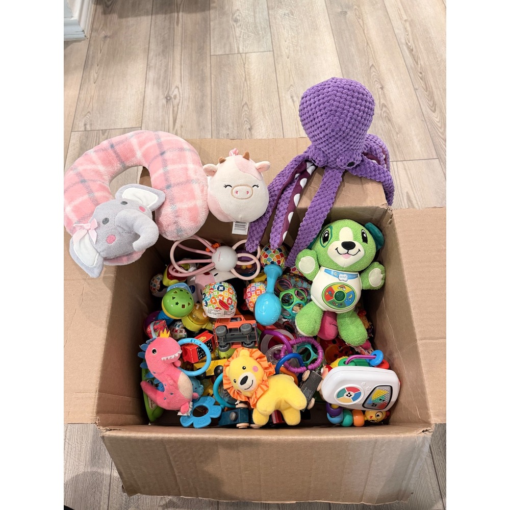 VTech LeapFrog Baby Toddler Toy Lot Sensory Rattles Plush Wooden Trains 35+ Pc